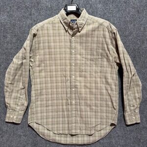 GAP Shirt Mens Large Tan 90s Style Plaid Button Down Long Sleeve